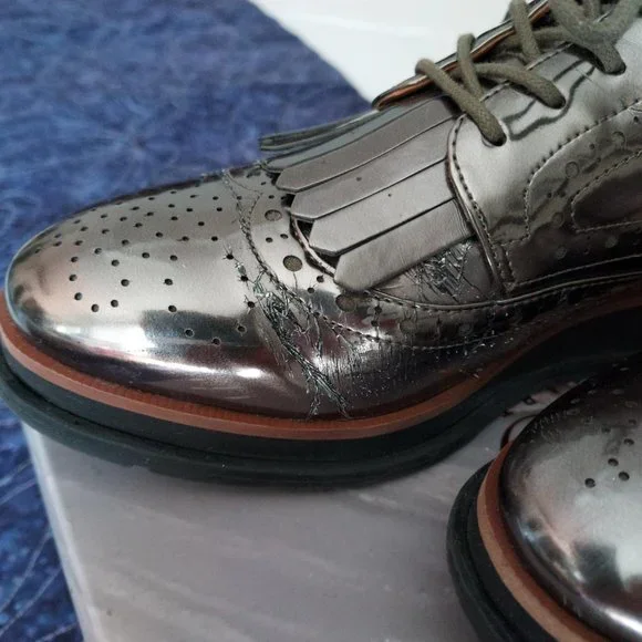 Gently worn Franco Sarto Gunmetal Autumn oxfords, 7.5 - Picture 5 of 10